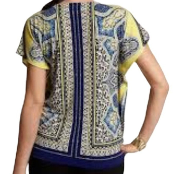 Chico's Top Women's Size 0 (4) Liquid Knit Flutter Paisley Soft Power Feminine - Picture 4 of 7